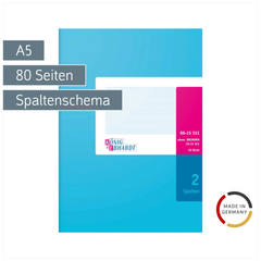 Spaltenbuch | A5, 80 Seiten, 2 Spalten, Karton, magenta/hellblau