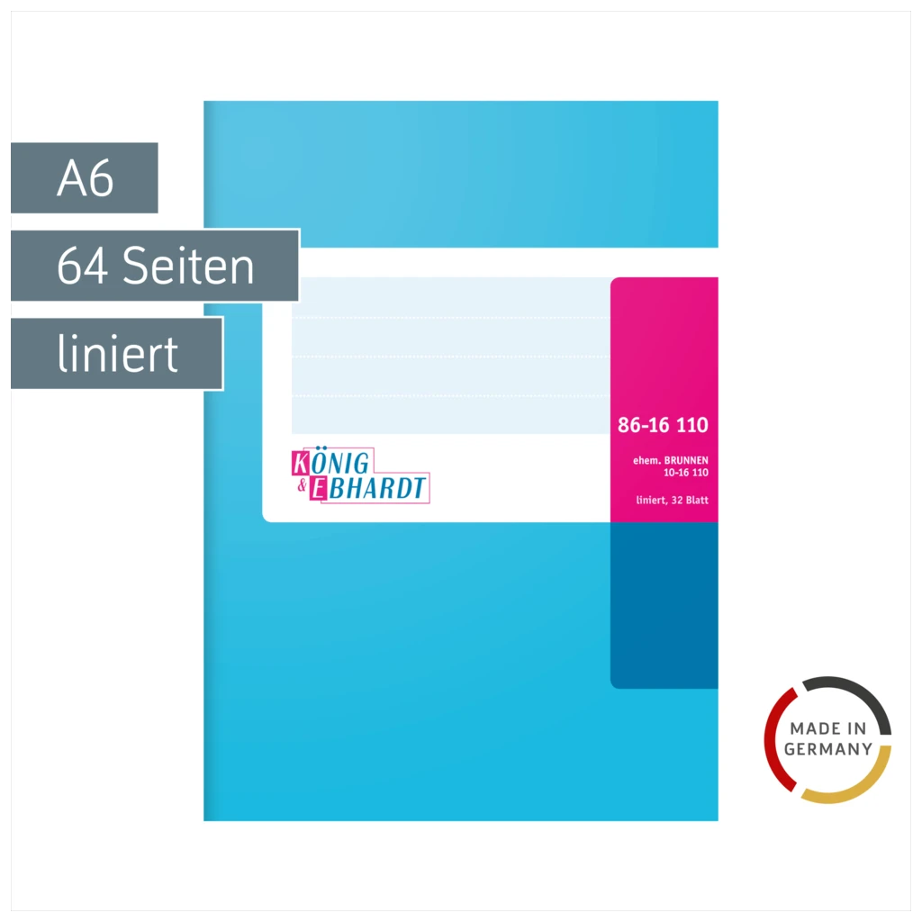 Geschäftsbuch | A6, 64 Seiten, liniert, Karton, magenta/hellblau