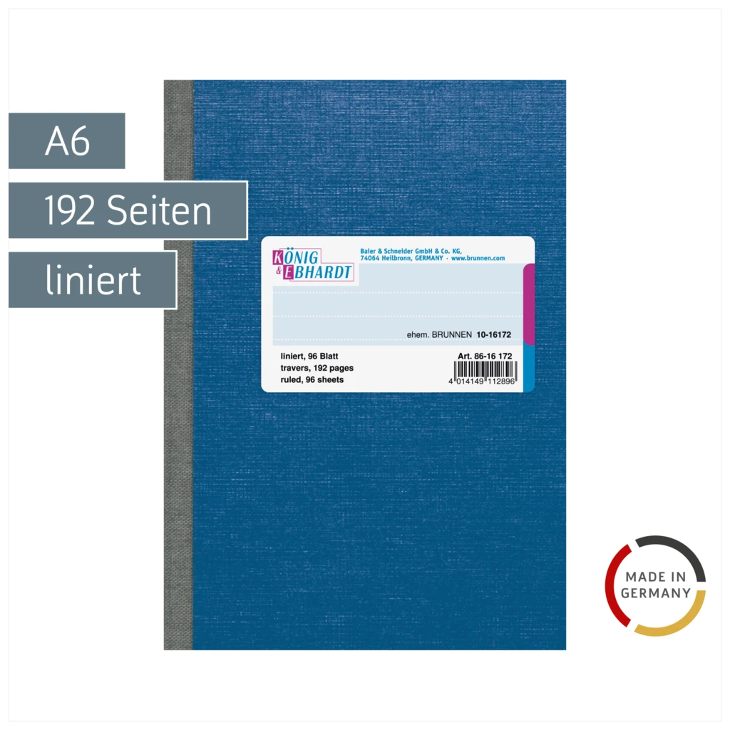 Kladde | A6, 192 Seiten, liniert, Karton, blau