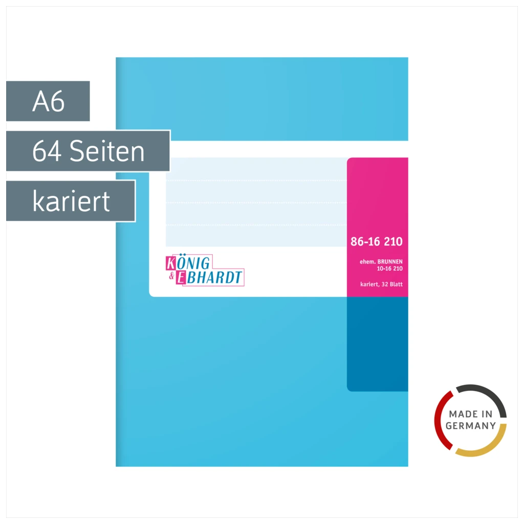 Geschäftsbuch | A6, 64 Seiten, kariert, Karton, magenta/hellblau