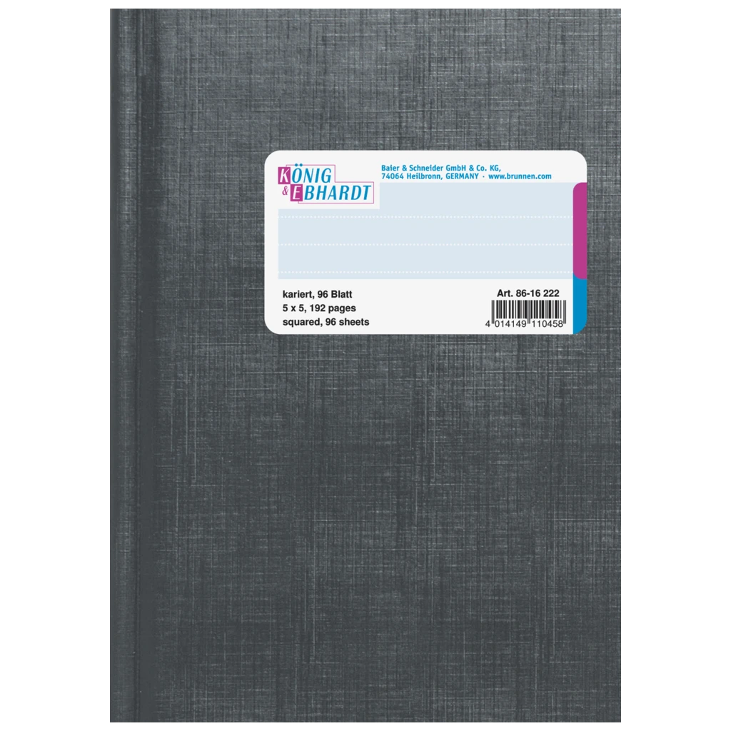 Geschäftsbuch | A6, 192 Seiten, kariert, Kunststoff, grau