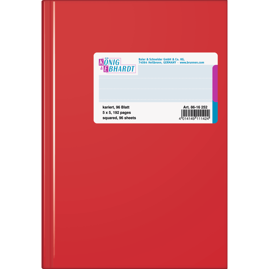 Geschäftsbuch, A6, 96 Blatt / 192 Seiten, kariert, Kunststoff, mit Graupappe verstärkt, 70 g/m², rot