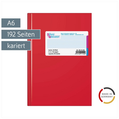 Geschäftsbuch | A6, 192 Seiten, kariert, Kunststoff, rot