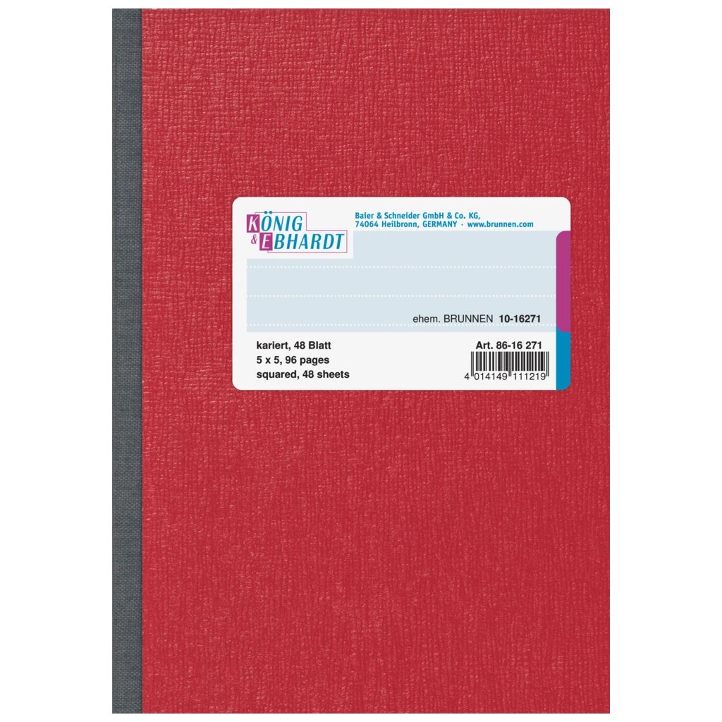 Kladde | A6, 96 Seiten, kariert, Karton, rot