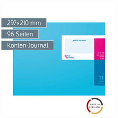 Vario-Journal mit Kopfleiste | A4 quer, 96 Seiten, Konten-Journal, Karton, magenta/hellblau