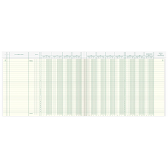 Vario-Journal mit Kopfleiste | A4 quer, 96 Seiten, Konten-Journal, Karton, magenta/hellblau