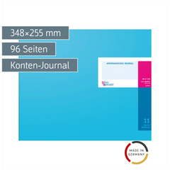 Amerikanisches Journal | 348×255 mm, 96 Seiten, Konten-Journal, Karton, magenta/hellblau