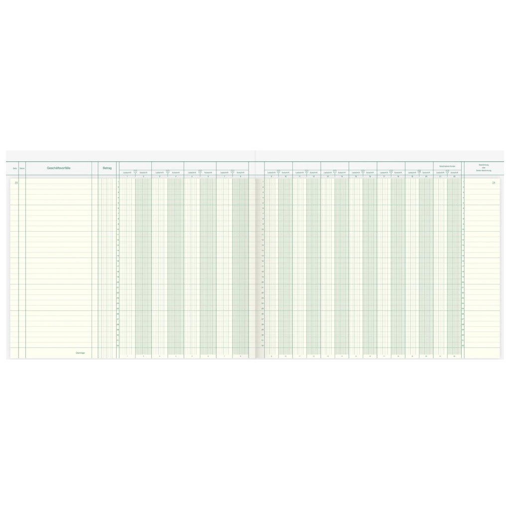 Amerikanisches Journal | 348×255 mm, 96 Seiten, Konten-Journal, Karton, magenta/hellblau