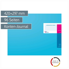 Amerikanisches Journal | 420×297 mm, 96 Seiten, Konten-Journal, Karton, magenta/hellblau