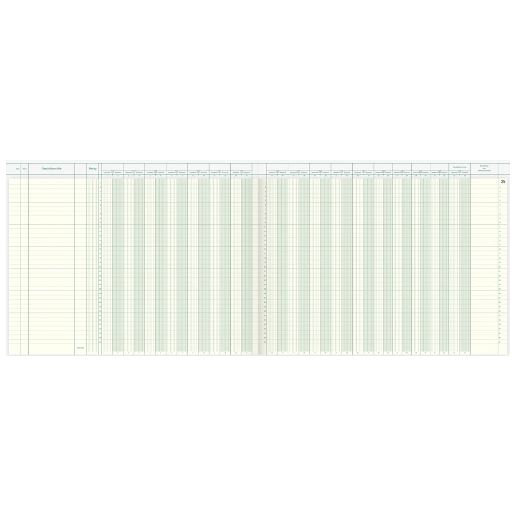 Vario-Journal mit Kopfleiste | 420×297 mm, 96 Seiten, Konten-Journal, Karton, magenta/hellblau