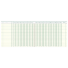 Vario-Journal mit Kopfleiste | 420×297 mm, 96 Seiten, Konten-Journal, Karton, magenta/hellblau