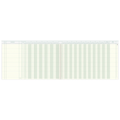 Vario-Journal mit Kopfleiste | A4 quer, 96 Seiten, Konten-Journal, Karton, magenta/hellblau