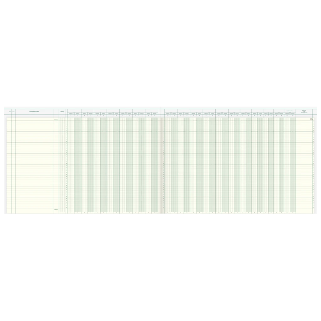 Vario-Journal mit Kopfleiste | 530×330 mm, 96 Seiten, Konten-Journal, Karton, magenta/hellblau