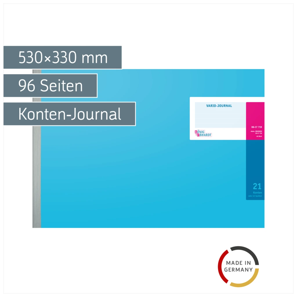 Vario-Journal mit Kopfleiste | 530×330 mm, 96 Seiten, Konten-Journal, Karton, magenta/hellblau