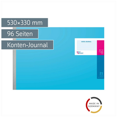 Vario-Journal mit Kopfleiste | 530×330 mm, 96 Seiten, Konten-Journal, Karton, magenta/hellblau