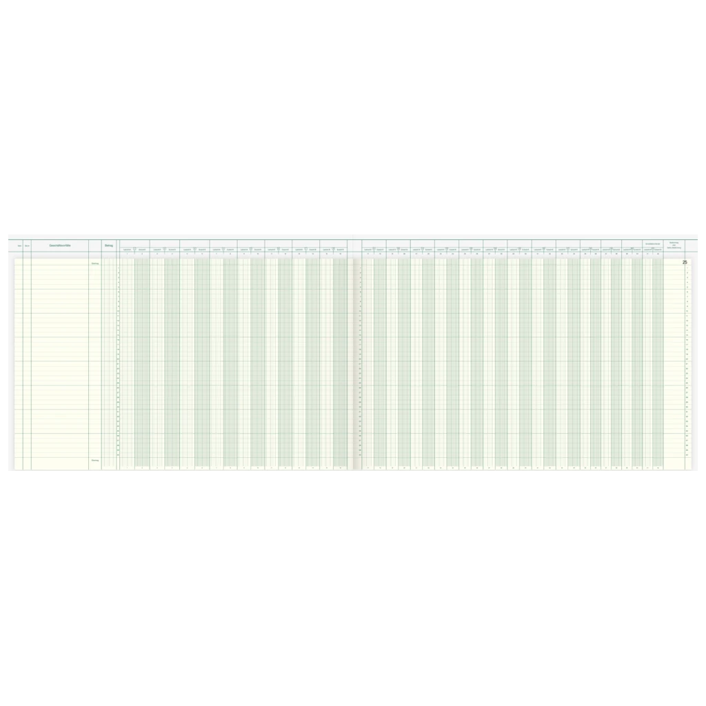 Vario-Journal mit Kopfleiste | 530×330 mm, 96 Seiten, Konten-Journal, Karton, magenta/hellblau