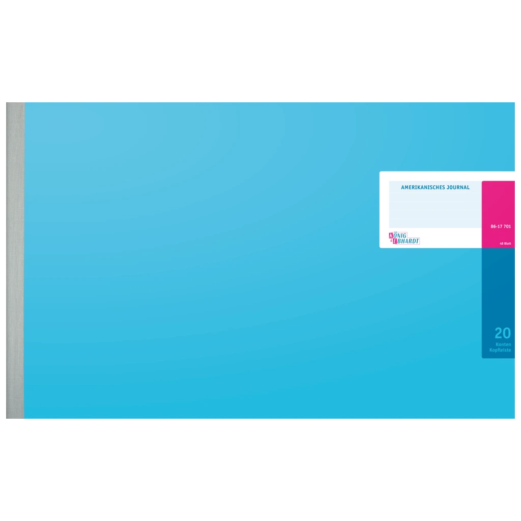 Amerikanisches Journal | 595×375 mm, 96 Seiten, Konten-Journal, Karton, magenta/hellblau