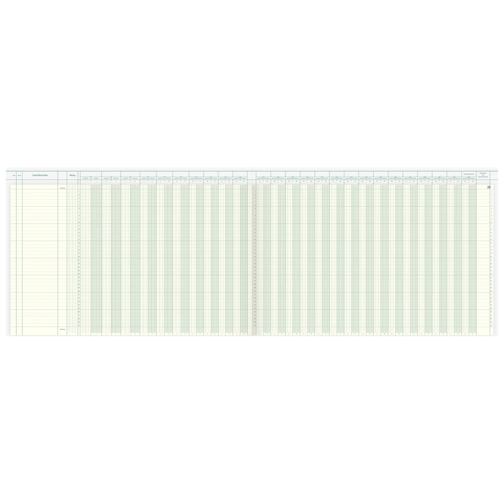 Vario-Journal mit Kopfleiste | 530×330 mm, 96 Seiten, Konten-Journal, Karton, magenta/hellblau