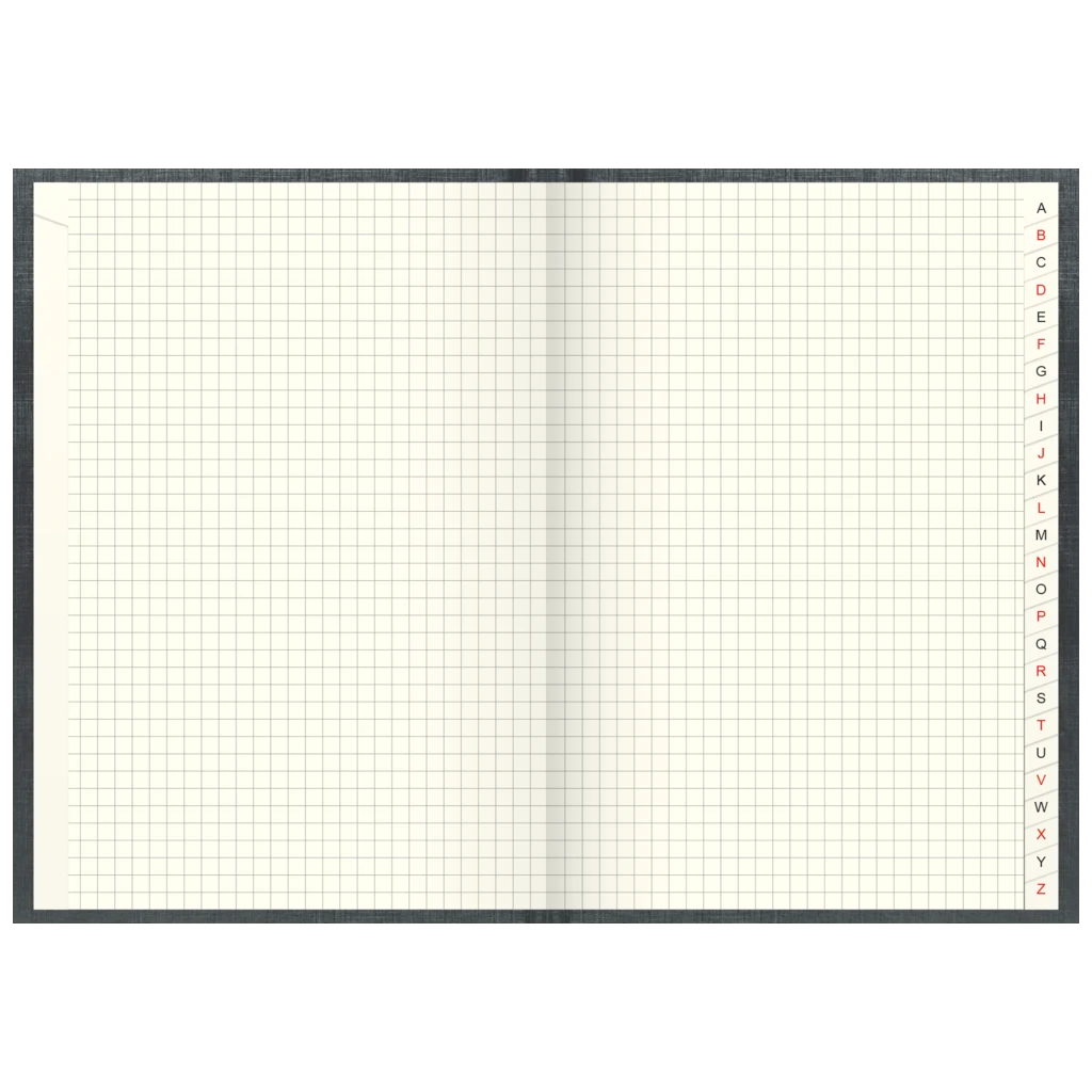 Registerbuch | A5, 192 Seiten, kariert, Kunststoff, grau