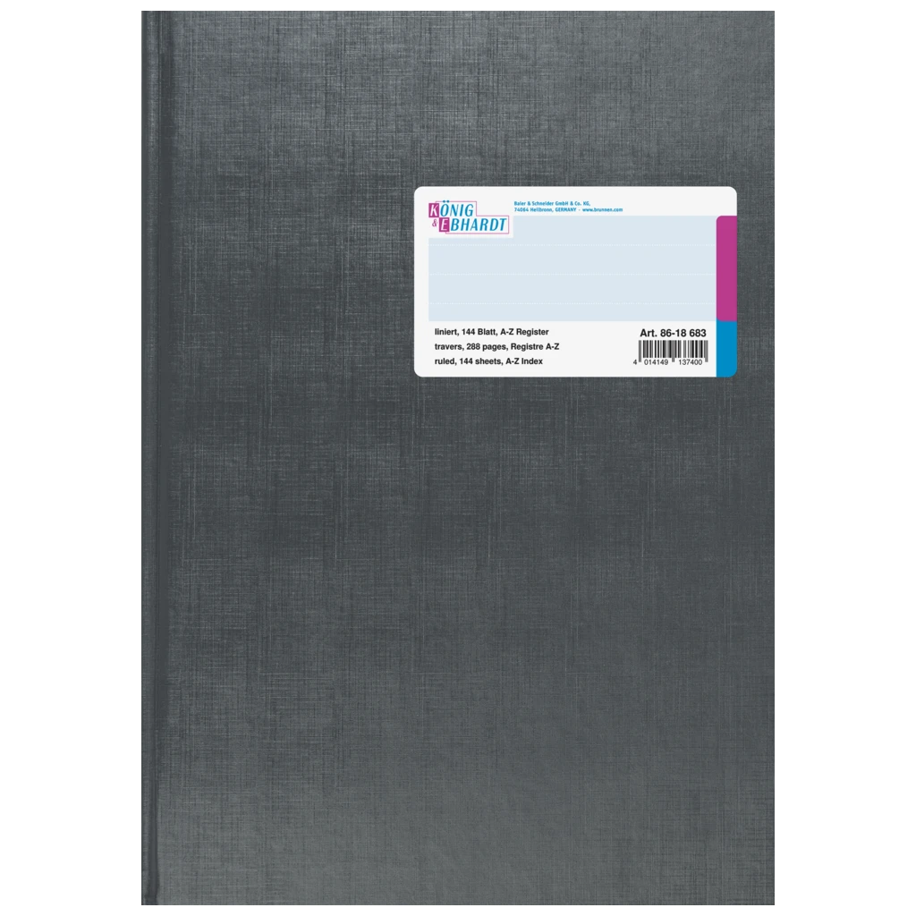 Registerbuch | A4, 288 Seiten, liniert, Kunststoff, grau