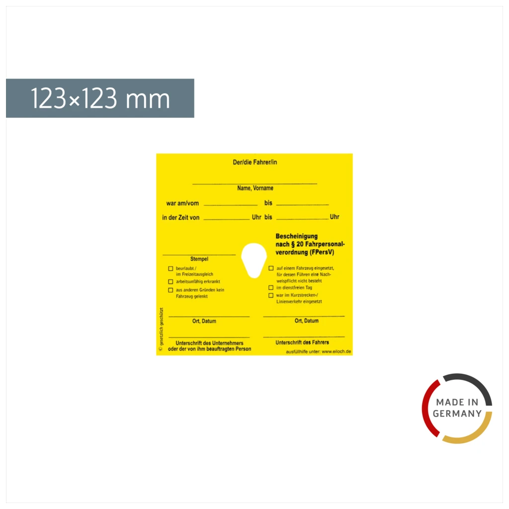 Bescheinigung national für Urlaub, Krankheit und Vertretung | 123×123 mm, gelb, 100 Stück