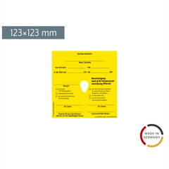 Bescheinigung national für Urlaub, Krankheit und Vertretung | 123×123 mm, gelb, 100 Stück