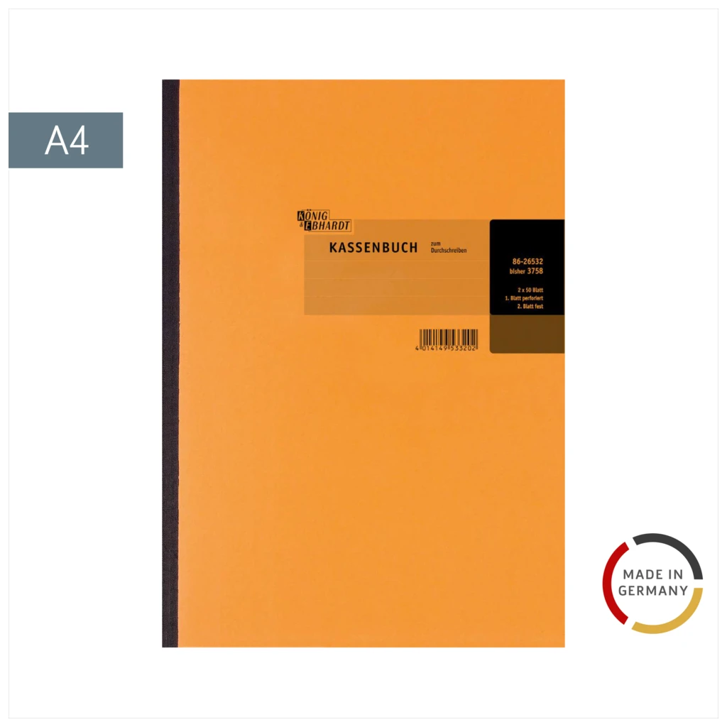 Kassenbuch | A4, Karton, orange