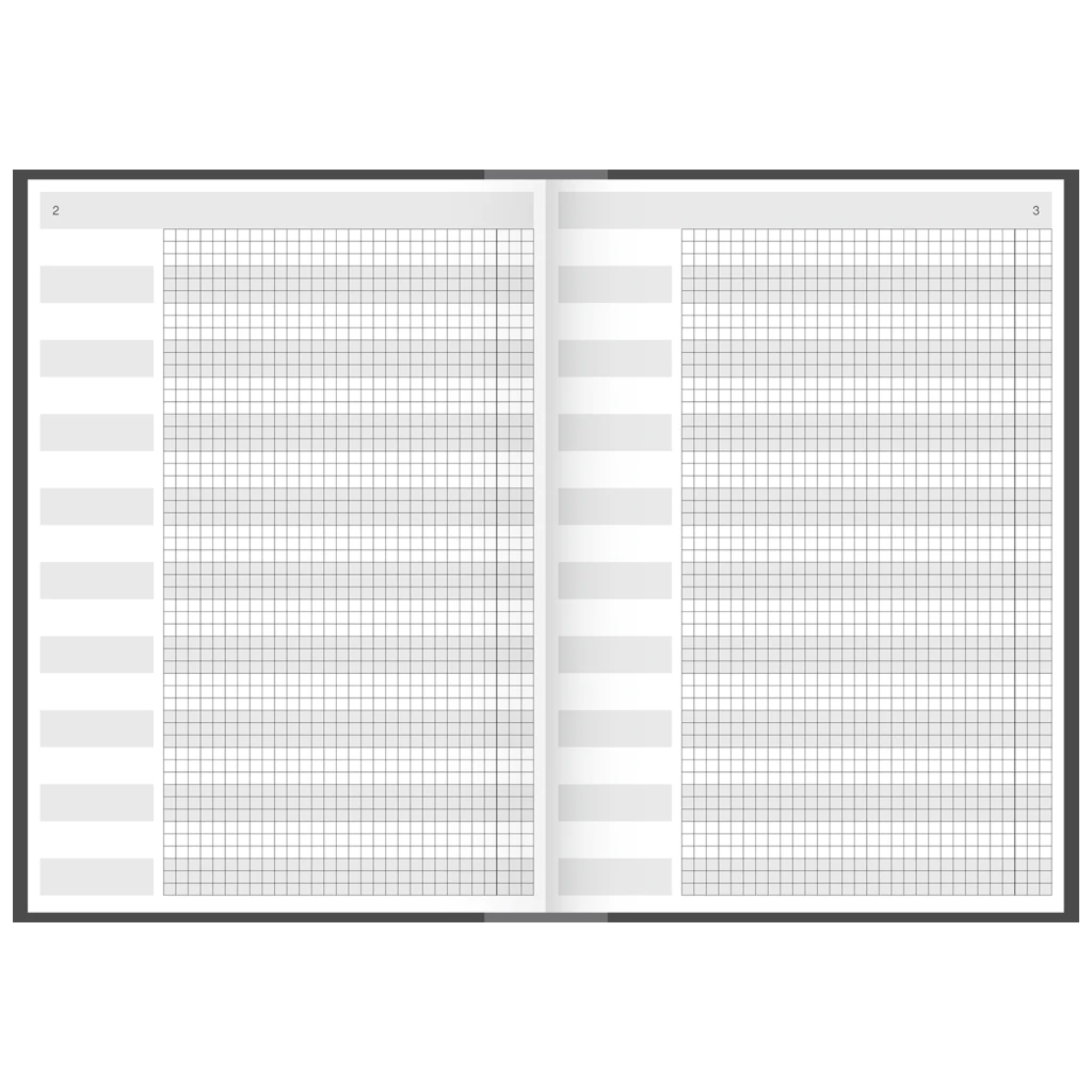 Protokoll- und Konferenzbuch | A4, kariert, schwarz