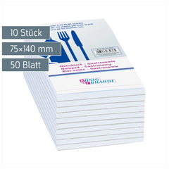 Notizblöcke „Gastronomie“ | unliniert, 50 Blatt, weiß, 10 Stück