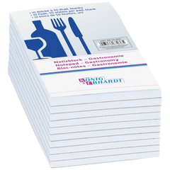 Notizblöcke „Gastronomie“ | unliniert, 50 Blatt, weiß, 10 Stück