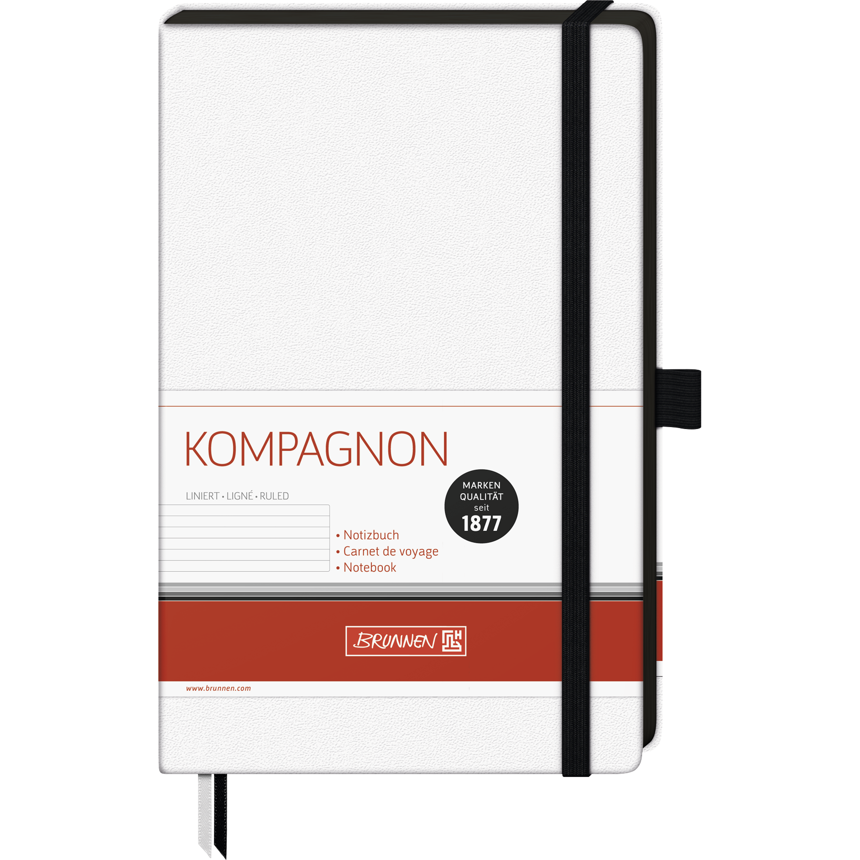 Notizbuch Kompagnon White, A5, 192 Seiten, liniert, weiß